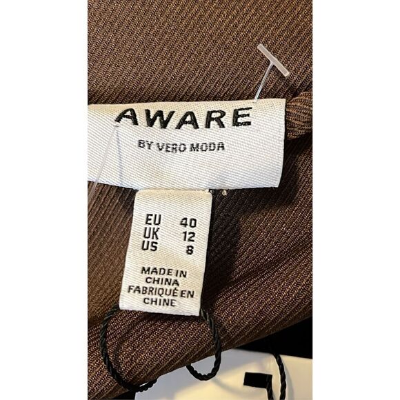 Brand New Aware by Vero Moda Women's Size 8 Brown Double Breasted Jacket - Picture 6 of 10